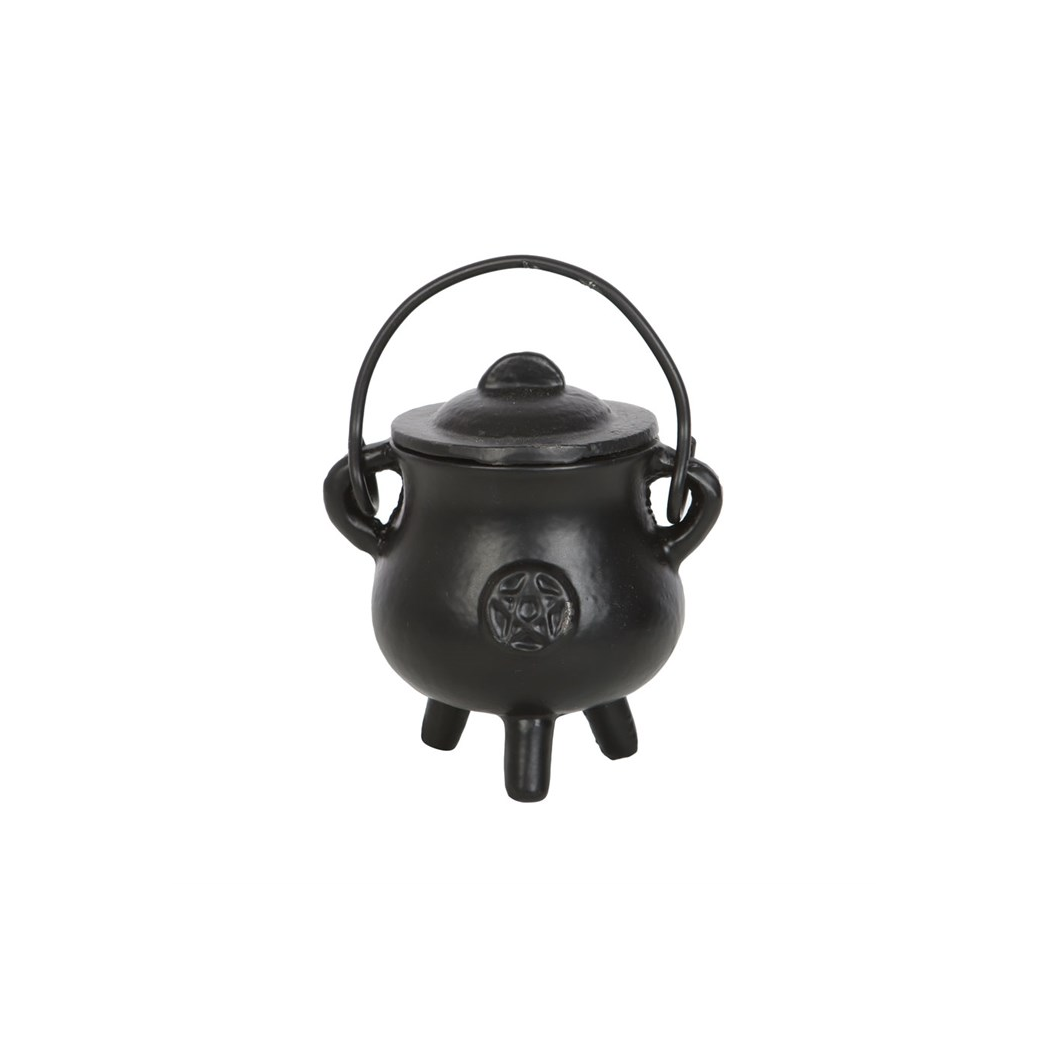 Mini Cast Iron Witch Cauldron with Pentagram – 7.5cm