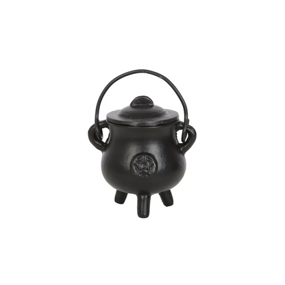 Mini Cast Iron Witch Cauldron with Pentagram – 7.5cm