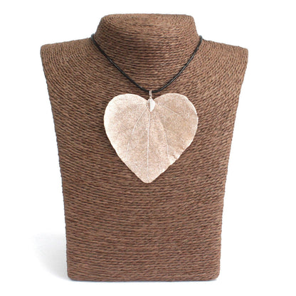 Necklace - Heart Leaf - Pink Gold