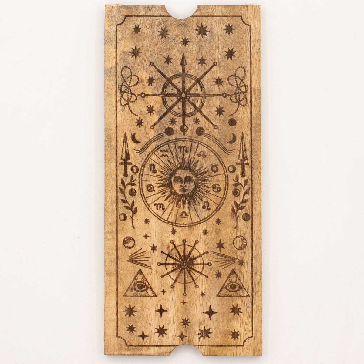 Wooden Tarot Card Storage Box with Card Holder – 4 Compartments