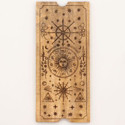 Wooden Tarot Card Storage Box with Card Holder – 4 Compartments