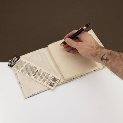 Handmade Lokta Paper Notebook – Blue Cotton Journal 15 × 12cm