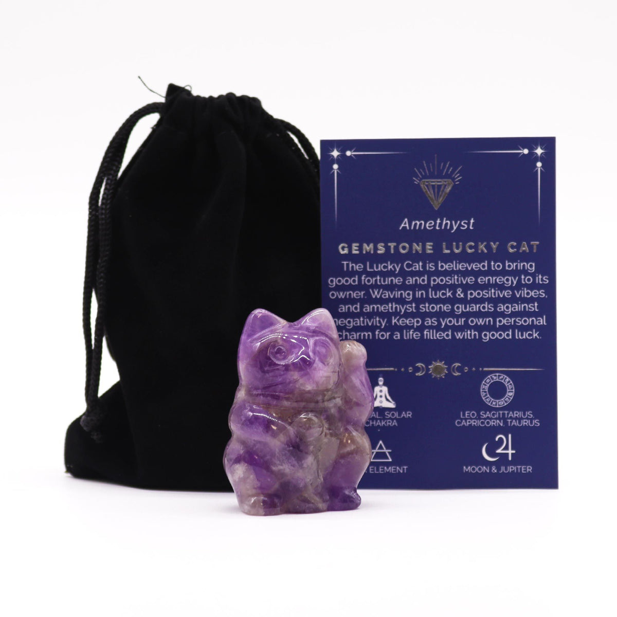 Amethyst Crystal Lucky Cat – Gemstone Maneki Neko Carving