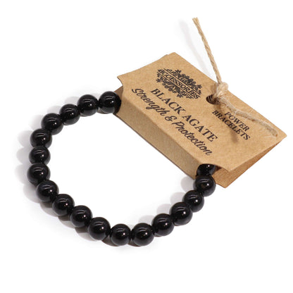 Black Agate Power Bracelet | 8mm Natural Gemstone Crystal Bracelet
