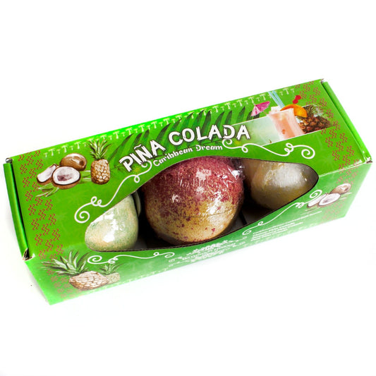 Set of Three Pina Colada Bath Bombs – Tropical Bliss in Every Soak