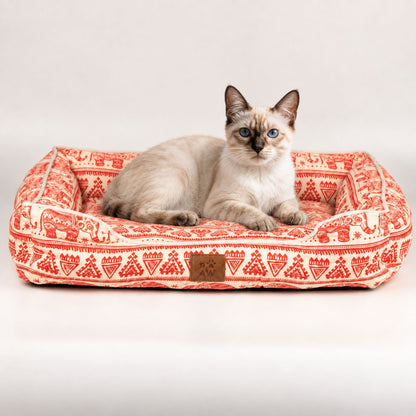 PAW Lucky Elephant Pet Bed – Red | Cosy Dog & Cat Bed