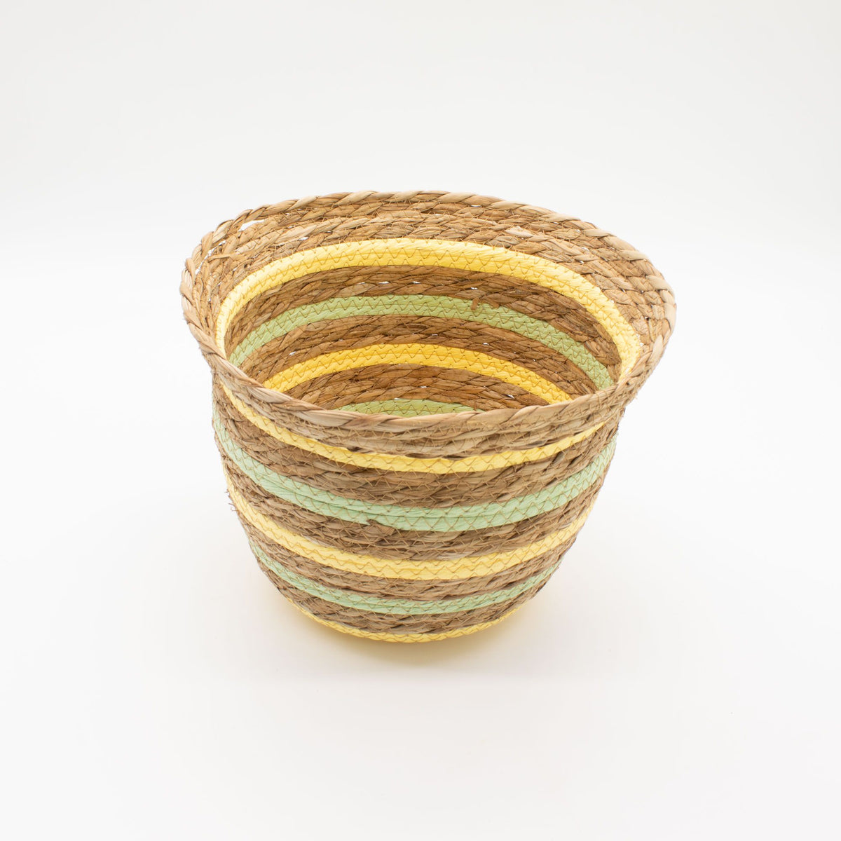 Seagrass & Straw Woven Storage Baskets – Yellow & Green Set of 3