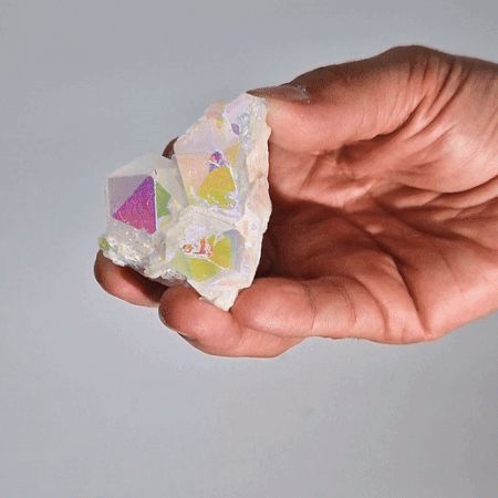 Aura Angel Quartz Crystal – Iridescent Rainbow Cluster | Medium