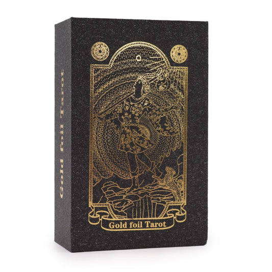 Black and Gold Foil Tarot Set – 78 Cards & Guidebook