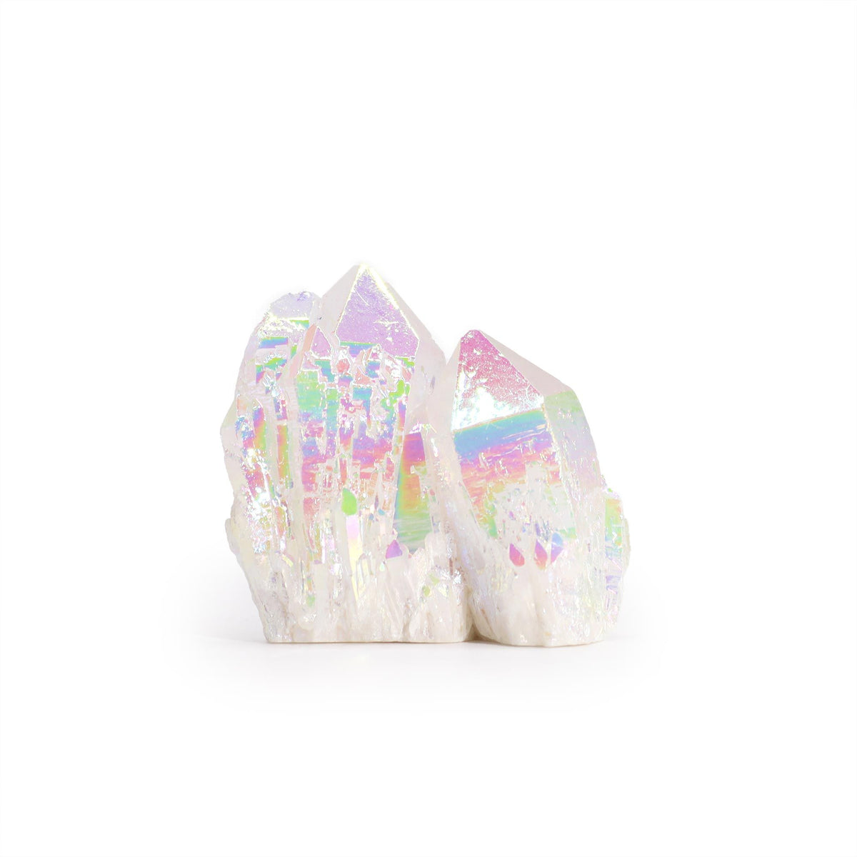 Aura Angel Quartz Crystal – Iridescent Rainbow Cluster | Medium