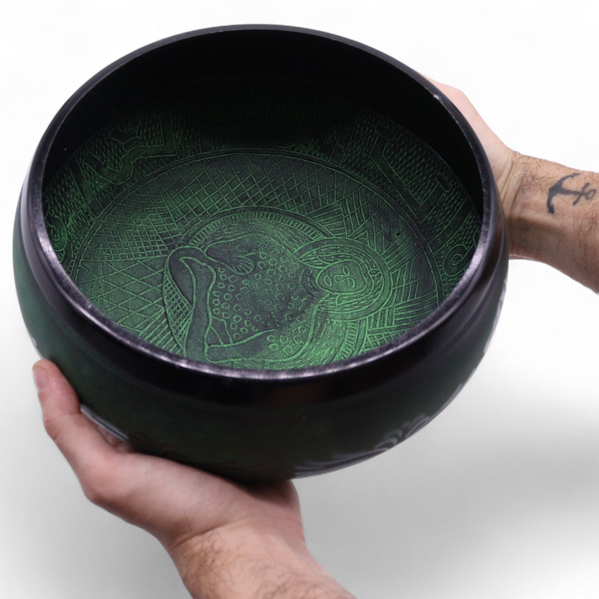 Extra-Loud Moss Green Mushroom Singing Bowl – 23cm
