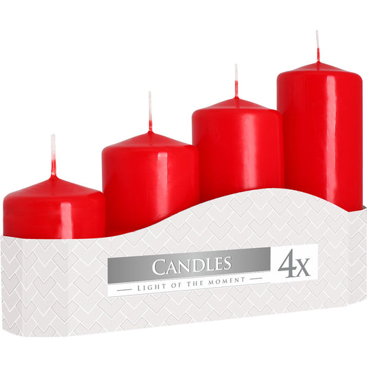 Set of 4 Pillar Candles  50mm- Red