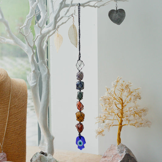 Hamsa Chakra Crystal Hanging Pendant – Evil Eye Protection Charm