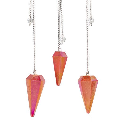 Peach Quartz Crystal Pendulum | Iridescent Dowsing Pendulum