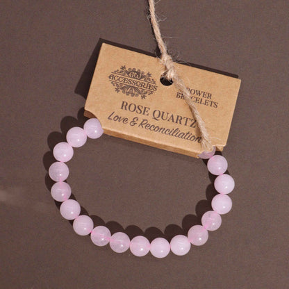 Rose Quartz Power Bracelet – 8mm Crystal Beads