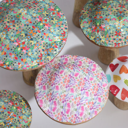 Med Wooden Mushroom - Pretty Floral