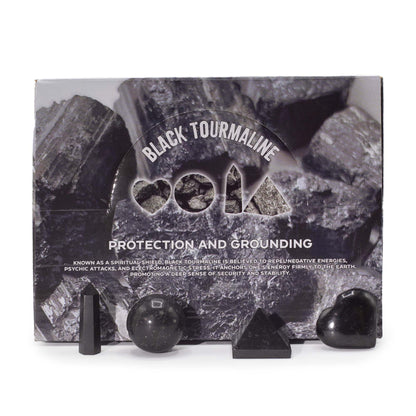 Black Tourmaline Crystal Set – 4 Gemstone Shapes for Protection & Grounding