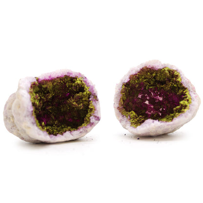 Pink & Gold Calcite Geode – Natural Crystal Geode 8.5cm