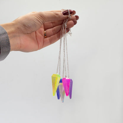 Peach Quartz Crystal Pendulum | Iridescent Dowsing Pendulum