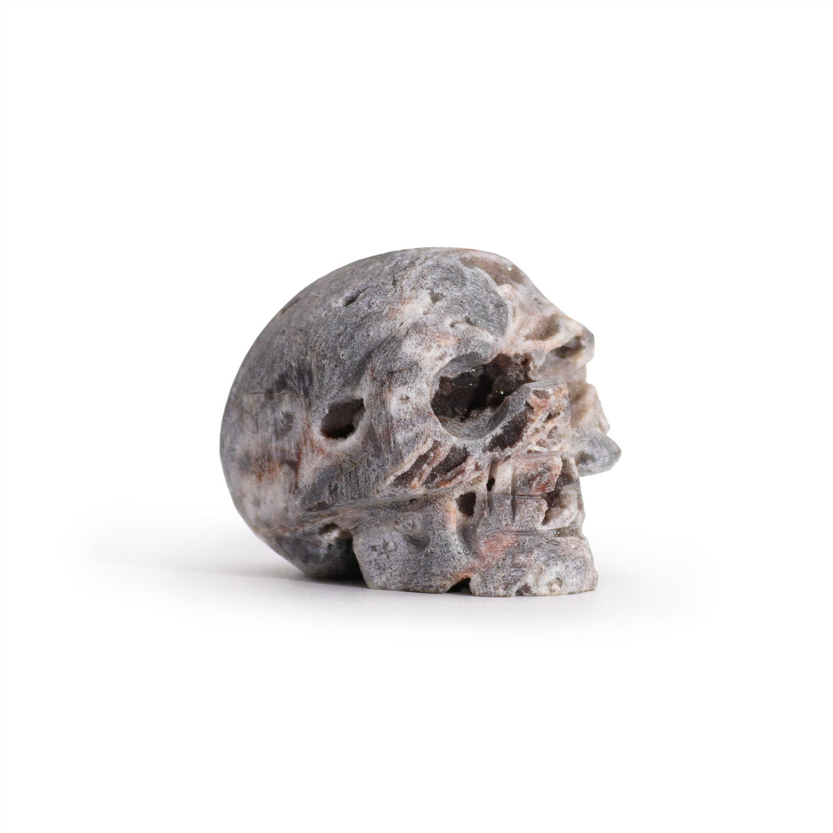 Natural Calcite Geode Crystal Skull – Hand Carved Crystal Ornament
