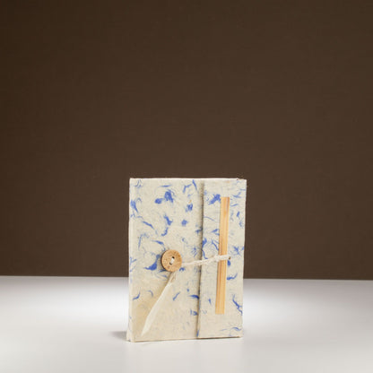Blue Lokta Paper Mini Notebook | Handmade Cotton Journal 12x8cm