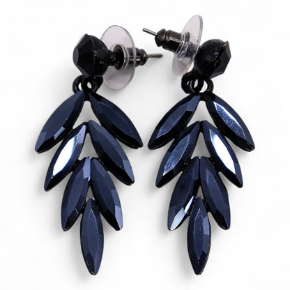 Jet Black Vintage Glass Drop Earrings | Gothic Statement Jewellery
