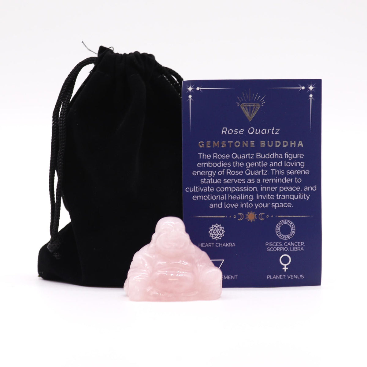 Small Rose Quartz Buddha – Carved Gemstone Figurine