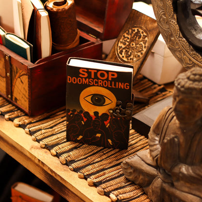 Leather Printed Notebook – Stop Doom Scrolling - 17.8x12.7 cm