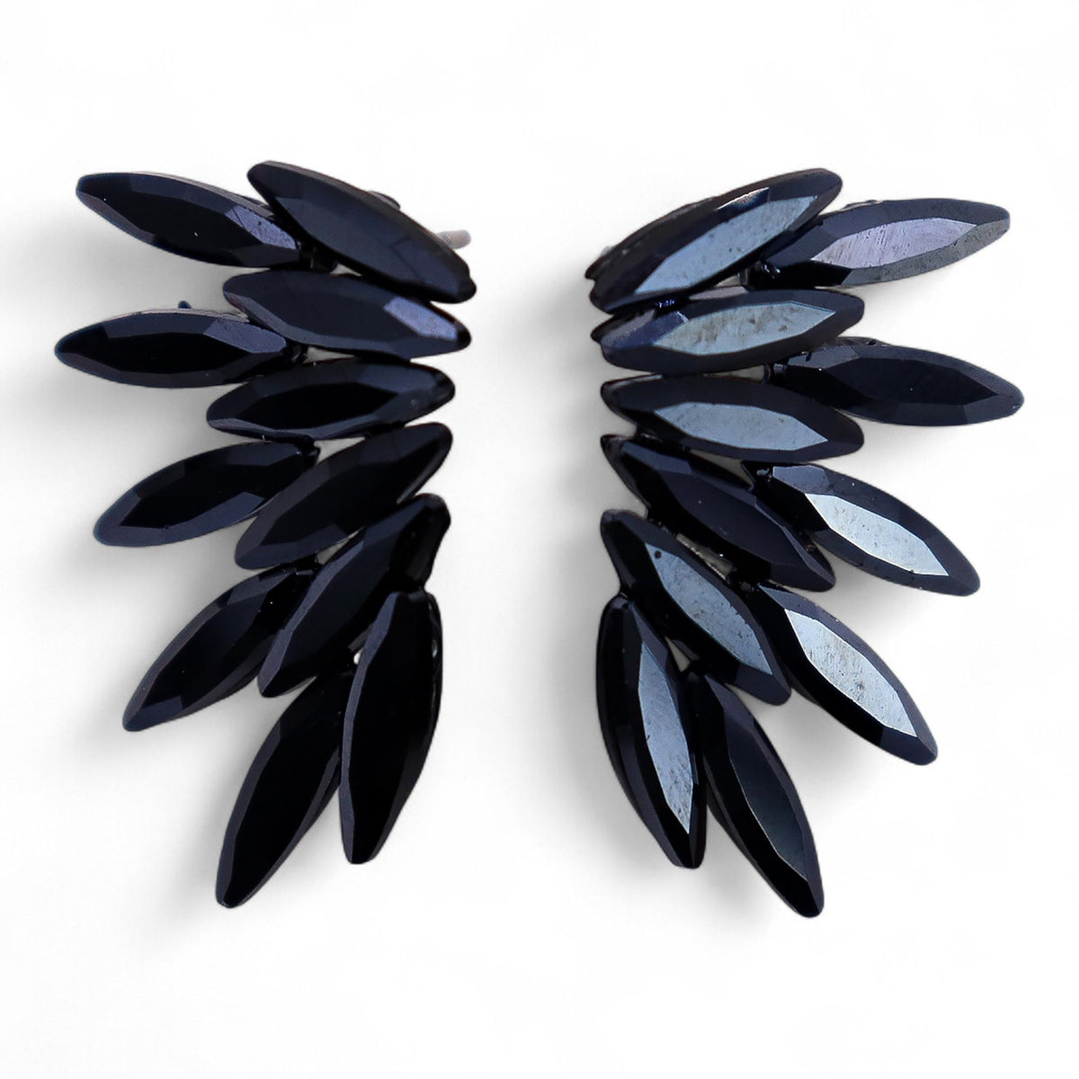 Jet Black Glass Fairy Wing Earrings | Zeena Moon