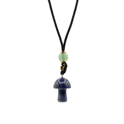 Sodalite Mushroom Necklace – Natural Gemstone Crystal Pendant