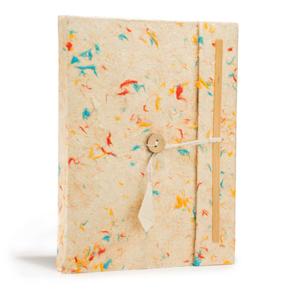 Large Lokta Mixed Colour Cotton Notebook with Bookmark – 21 × 15cm
