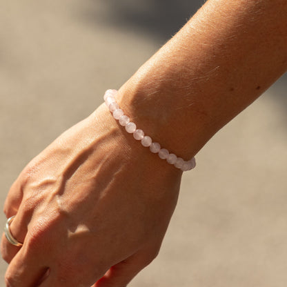 Petite Rose Quartz Crystal Bracelet – 6mm Natural Stone Beads