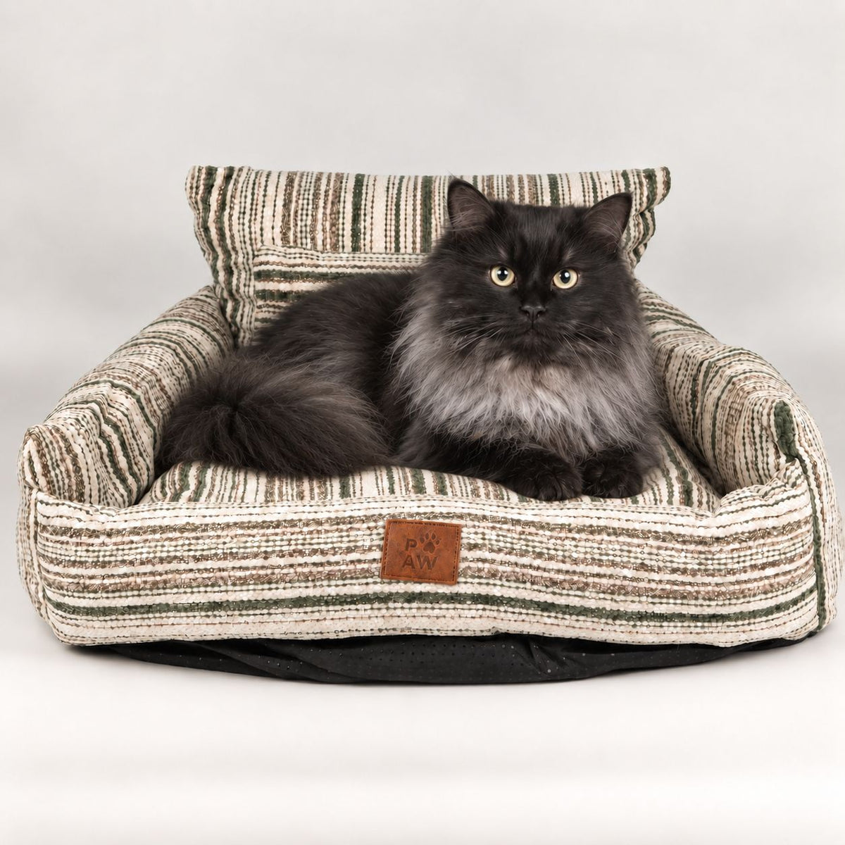 PAW Striped Pet Sofa Bed – Brown | Small 50 × 50cm