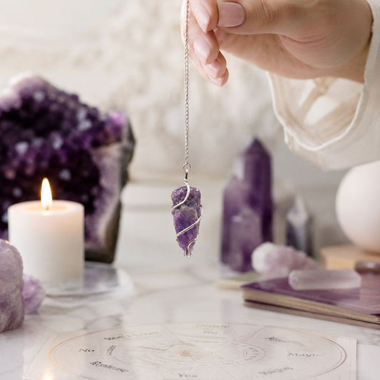 Raw Amethyst Crystal Pendulum – Natural Dowsing Stone