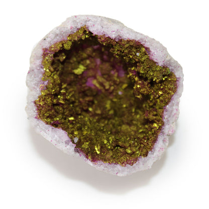 Pink & Gold Calcite Geode – Natural Crystal Geode 8.5cm