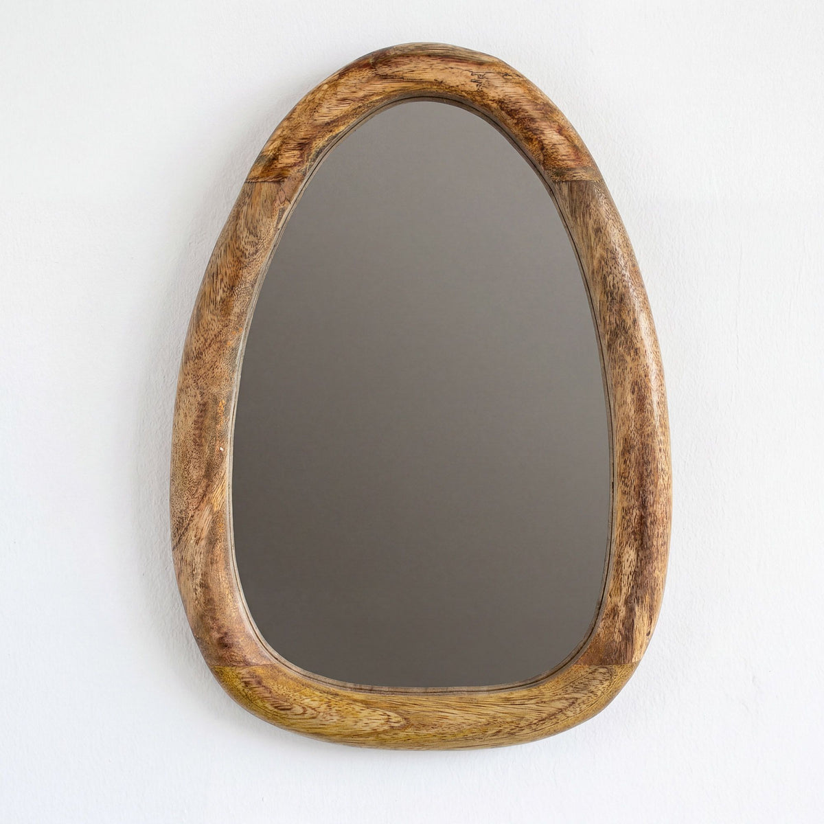 Set of 3 Pebble Wall Mirrors – Natural Wood Frames