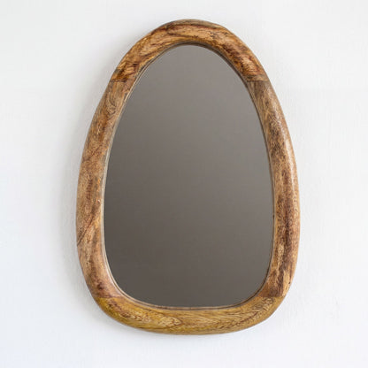 Set of 3 Pebble Wall Mirrors – Natural Wood Frames