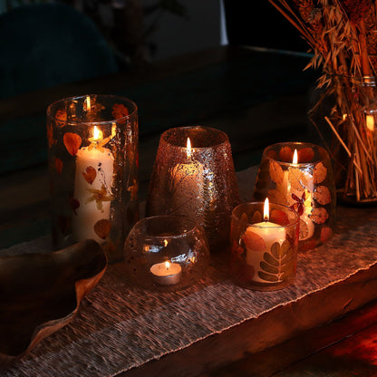 Natural Floral Glass - Straight Candle Holder - Primavera -  (8x8cm)
