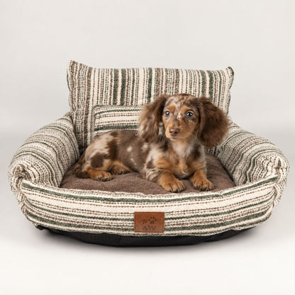 PAW Striped Pet Sofa Bed – Brown | Small 50 × 50cm