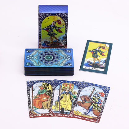 Blue Foil Mandala Tarot Cards – 78 Card Deck with Guidebook