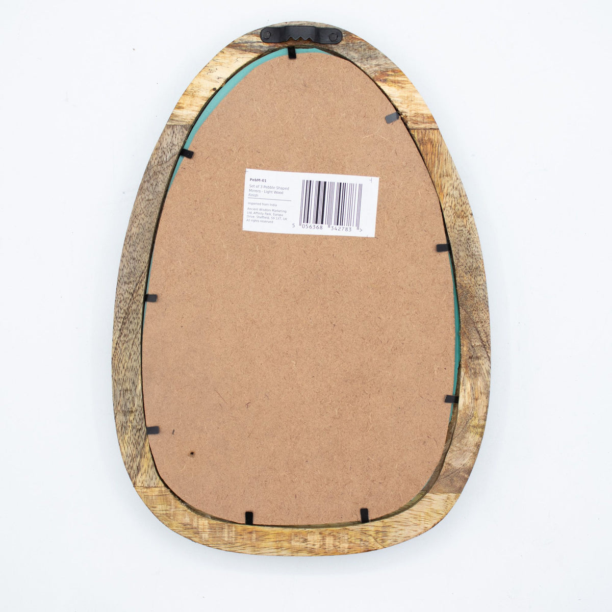 Set of 3 Pebble Wall Mirrors – Natural Wood Frames