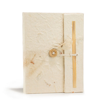 Pressed Flower Lokta Paper Journal – Handmade Notebook 15x12cm