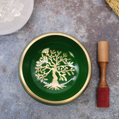 Green Tree of Life Tibetan Singing Bowl Set – 14cm