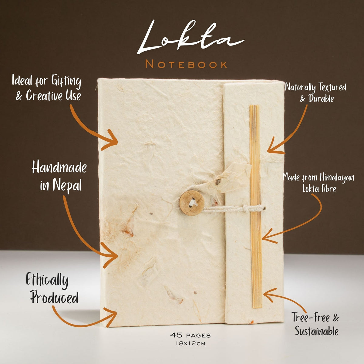Pressed Flower Lokta Paper Journal – Handmade Notebook 15x12cm