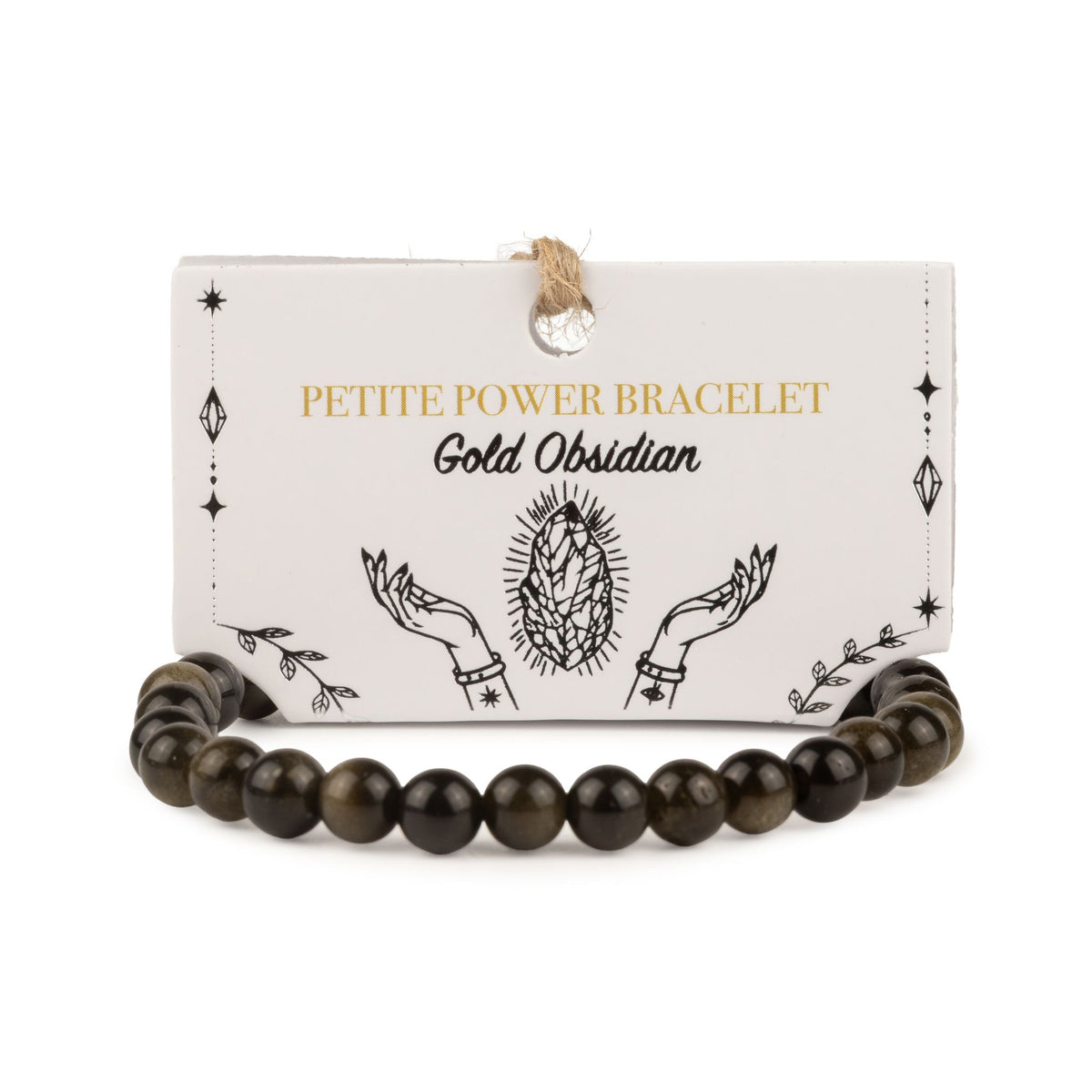 Gold Obsidian Crystal Bracelet – 6mm Black Gemstone Beads