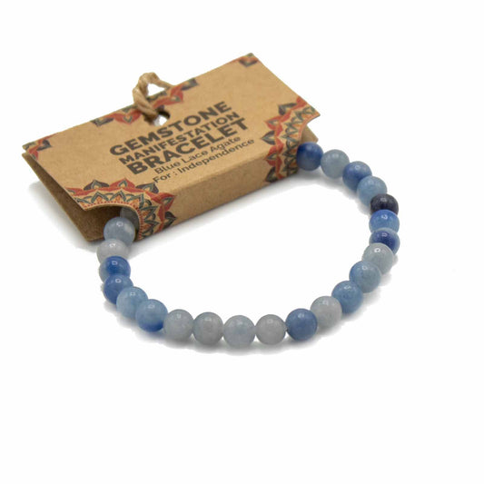 Blue Lace Agate Manifestation Bracelet – Independence & Self-Expression