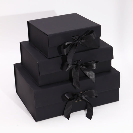 Flat Pack Gift Box - Medium Square (20x18.2x8cm) - Black