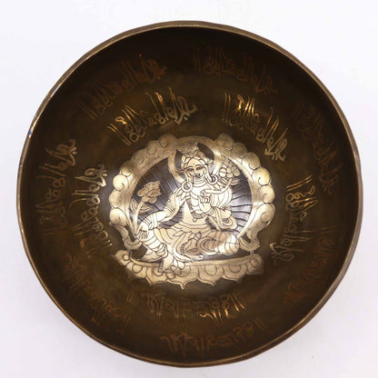 Golden Tara Brass Singing Bowl Set – 19cm Meditation Bowl