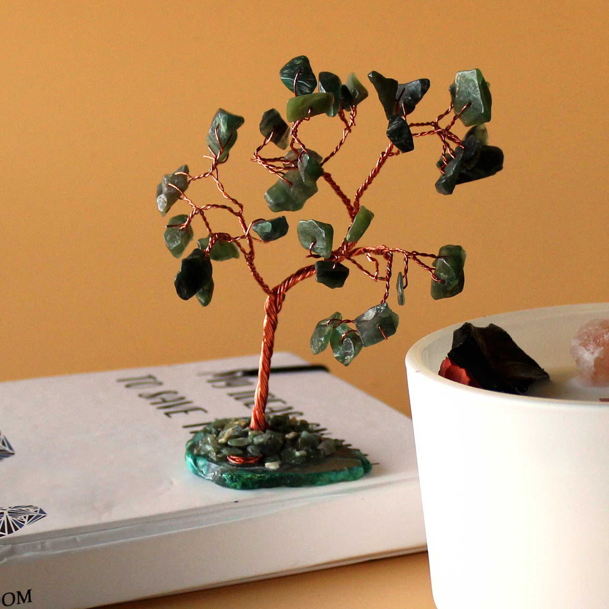 Green Aventurine Crystal Tree on Agate Base – 35 Stone