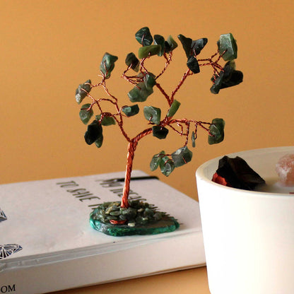 Green Aventurine Crystal Tree on Agate Base – 35 Stone